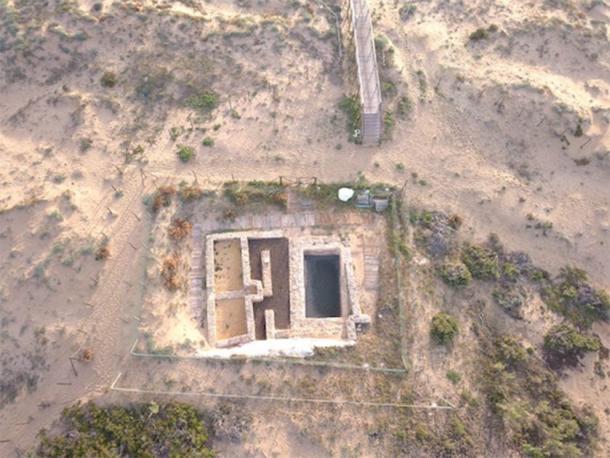 An aerial view of the Roman villa that was overtaken by the Muslim powers of Spain. The villa was then renovated to include an Islamic tower and a mosque. (Universidad de Alicante)