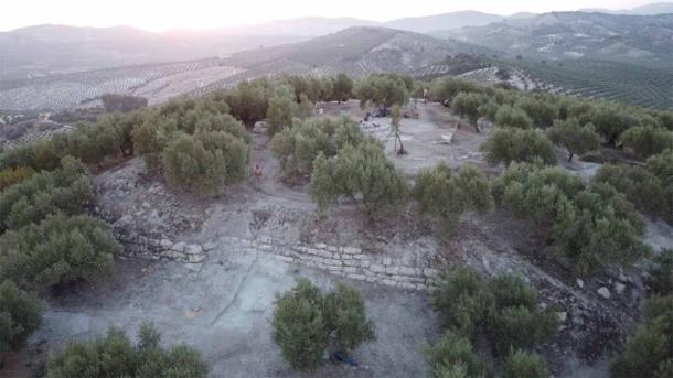 An aerial view of the excavation site where the phallic sculpture was discovered, in Cordoba, Spain (Courtesy of Museo Histórico Local de Nueva Carteya)