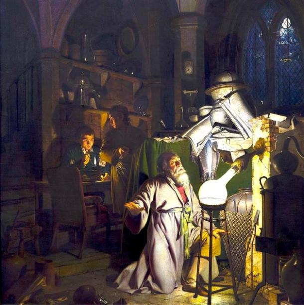 The alchemist in search of the Philosopher’s Stone discovers phosphorus. (Tholme / Public Domain)