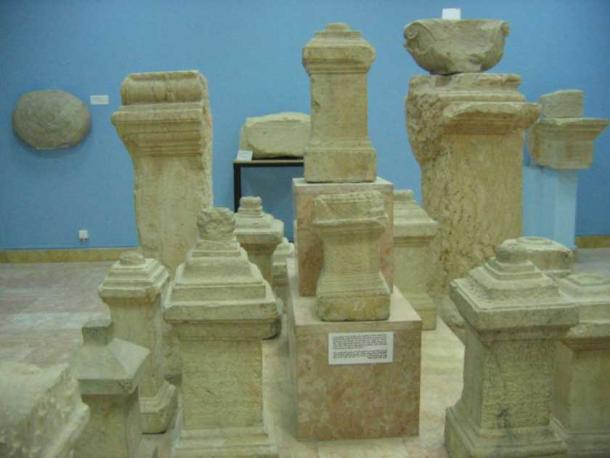 Palmyran altars with the inscription “He whose name is blessed forever” in the Palmyra museum in war-ravaged Syria. (Aleksandra Kubiak-Schneider / PAP)