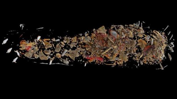 The remains from inside the ancient Egyptian coffin.