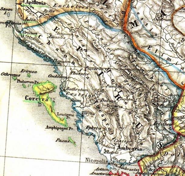 Map of ancient Epirus by Heinrich Kiepert.