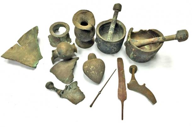 The ancient finds that were retrieved from the sea and turned over to the Israel Antiquities Authority. 