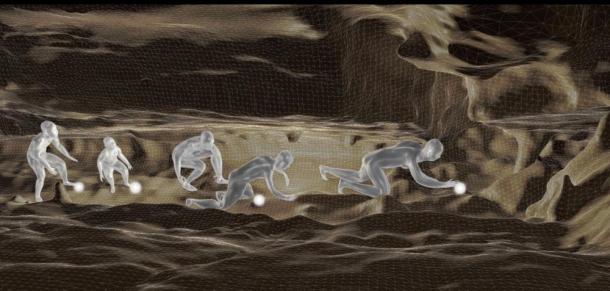 The ancient humans crawled through a low tunnel of the cave