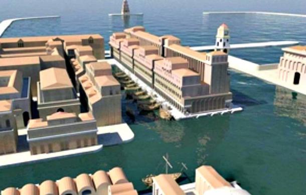 Digital recreation of the ancient imperial port of Rome.