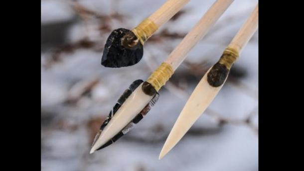University of Washington researchers re-created ancient projectile points to test their effectiveness. From left to right: stone, microblade and bone tips. 
