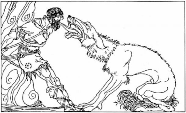In the ancient Norse Völsungs saga, Sigmund used his cleverness to escape the she-wolf holding his hostage for King Siggeir, 1917 illustration (Public Domain)