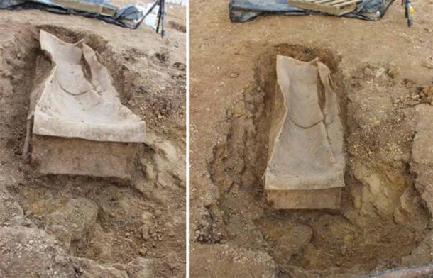 The ancient lead coffin was unearthed in a previously undiscovered, 1,600-year-old cemetery in Leeds, UK. (Leeds City Council)