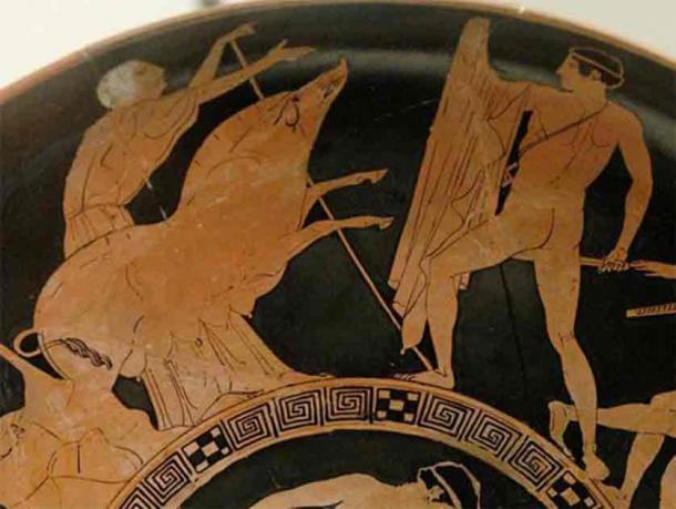 Theseus and the Crommyonian Sow, with Phaea. (British Museum/CC BY 2.5)