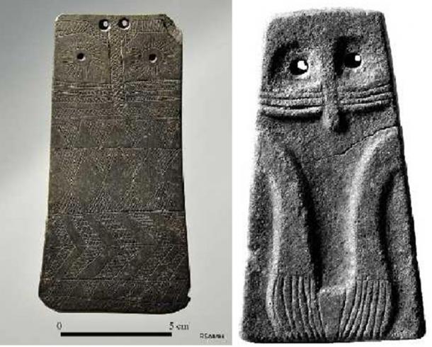 Some of the megalithic tombs were decorated with paintings and plaques.  These two anthropomorphic stone plaques are now in Portuguese museums. 