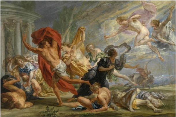 Apollo and Artemis kill the children of Niobe (Jan Boeckhorst / Public domain)