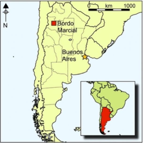 The archaeological site of Bordo Marcial in the La Quebrada locality, north-west Argentina, southern Andes. 