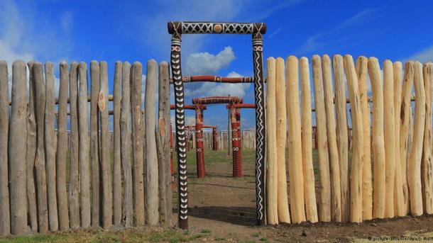 An arched entryway to the Ringheiligtum Pömmelte, which is called that because it is near the town of Pömmelte, German.
