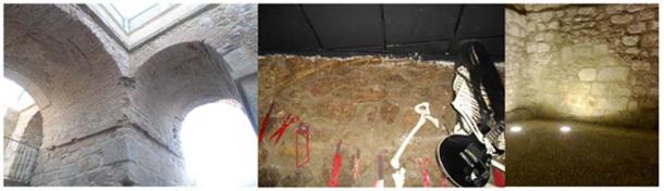 (Left) beautiful arches in Jardim do Paco. (Middle) first floor in local bar ‘O Relogio’. (Right) one of many arches now blocked. (Photos:Tom Hamilton)