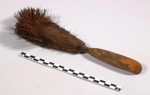 The arctic archaeologists found a hairbrush that is still holding human hairs. (Parks Canada)