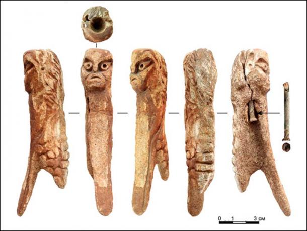 'It is interesting that the face depicted on this figurine has a very distinctive expression of ferocity and rage.' Pictures: Pavel German and Vladimir Bobrov, Tisul History museum