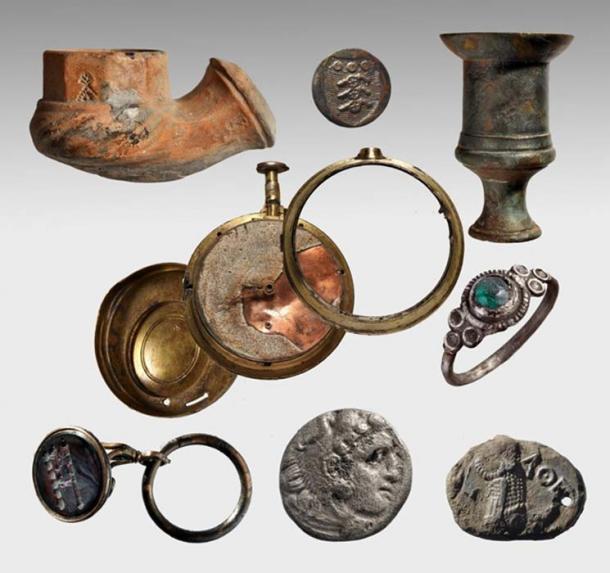Some of the artifacts found aboard Mentor, Lord Elgin's ship that sank off Kythera while carrying Parthenon marbles from Piraeus to London in 1802.