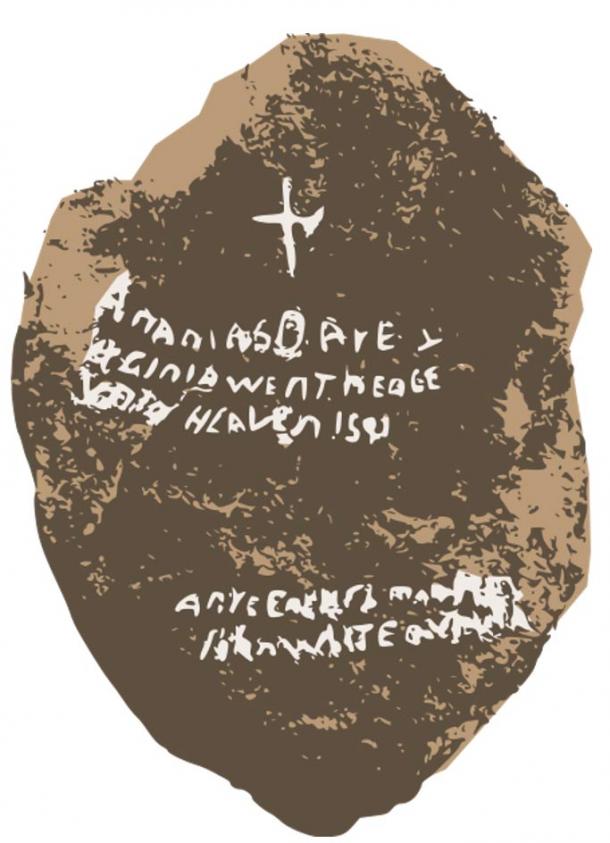 An artistic depiction of the original Dare Stone and the writing on the front.