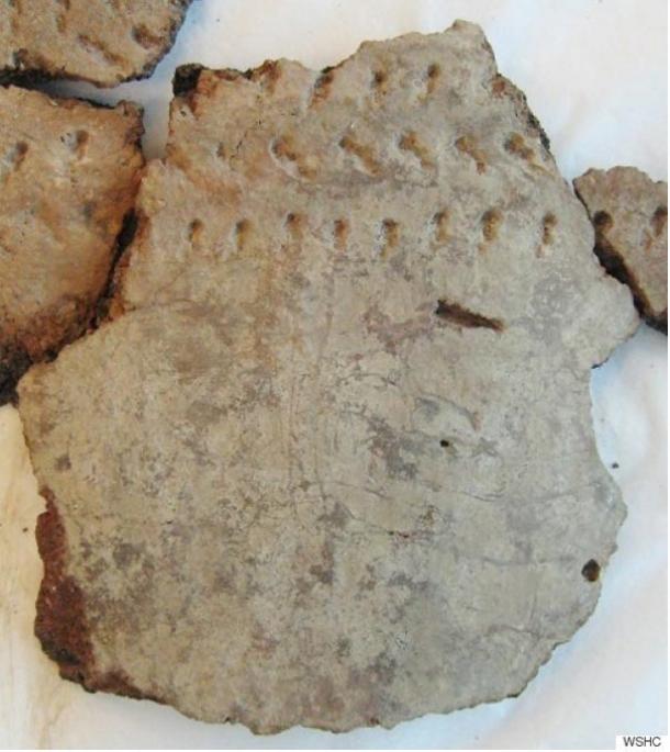 Sherd showing badger claw marks.