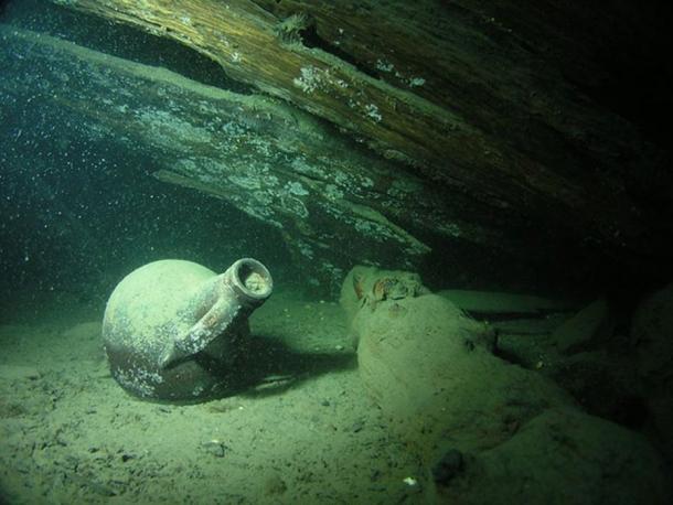 A bartmann jug found on the site of the Dalarö-wreck, which was a 17th-century ship laying in the waters off Edesön near Dalarö, Sweden.