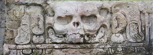 Detail of one of the bas-relief found at Palenque, Mexico.