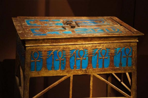 An elaborate box from Yuya and Tuya's tomb bearing Amenhotep III's cartouche.