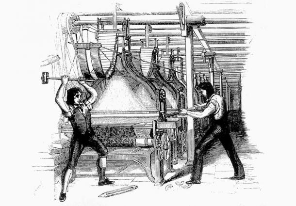 Frame-breakers, also known as Luddites, smashing an automated loom. As a result of their actions, the Frame-Breaking Act of 1812 made frame-breaking a criminal offence carrying the death penalty. (Public domain)