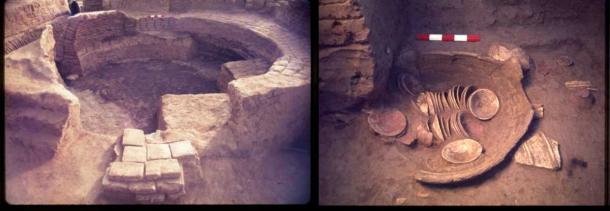 A brewery oven and dishes unearthed during previous excavations in Lagash (The Al-Hiba Publication Project)