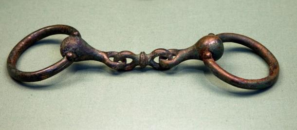 A bronze snaffle bit from an Arras culture burial in Yorkshire, now in the British Museum