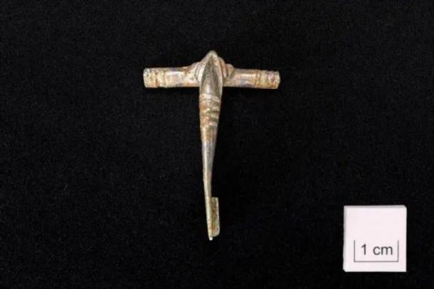 One of the brooches found at the Roman burial site in Somerset. (Wessex Archaeology)
