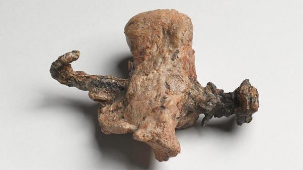 The calcaneus of Yehohanon ben Hagkol, with transfixed nail, which provided insights into the death of Jesus. (Israel Museum / Ilan Shtulman)