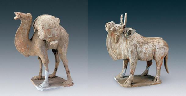 Figurines of a camel and an ox.