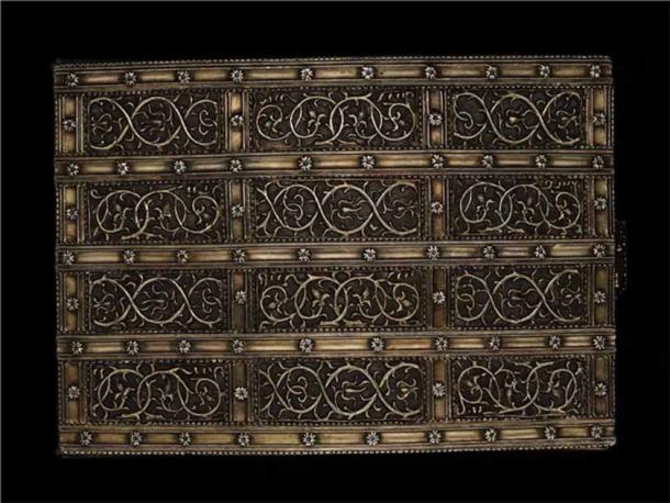 The casket is a beautiful example of French craftsmanship in the age of Mary, Queen of Scots. View of the strapwork and floral designs on the top. (National Museums Scotland)