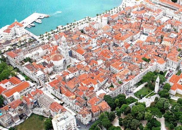 The modern-day center of Split, with Diocletian's Palace, in 2012 (viewed from the north-east).