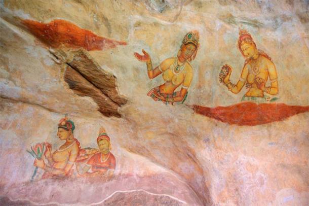 5th century Buddhist fresco wall paintings of Sigiriya rock fortress in Sigiriya, Sri Lanka. Source: Dmitry Chulov / Adobe Stock.
