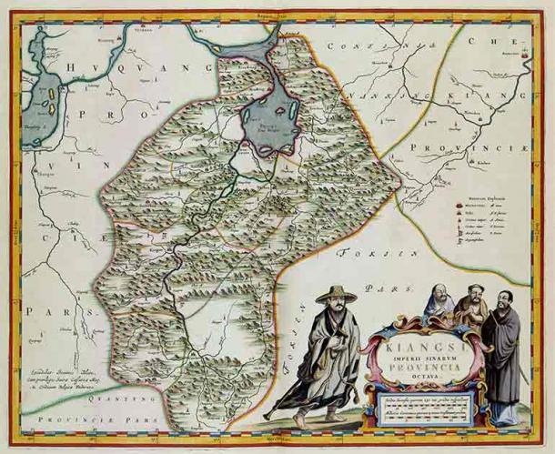 17th century map of the Chinese province of Jiangxi which includes the vast Lake Poyang, the largest lake in China. (Public domain)