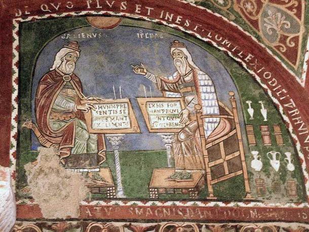 12th century mural painting showing both Galen and Hippocrates in Anagni, Italy. (Nina Aldin Thune / CC BY-SA 2.5)