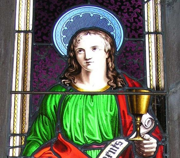 The chalice-holding figure from Wright’s window. 