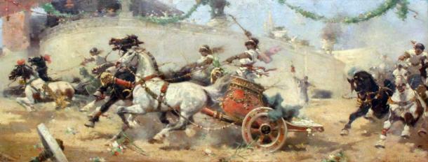 A chariot race in the Circus Maximus 