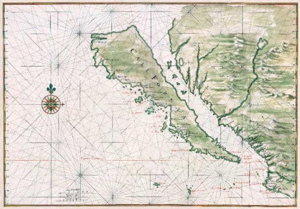 Map of the phantom ‘Island of California’, circa 1650 (Public Domain)