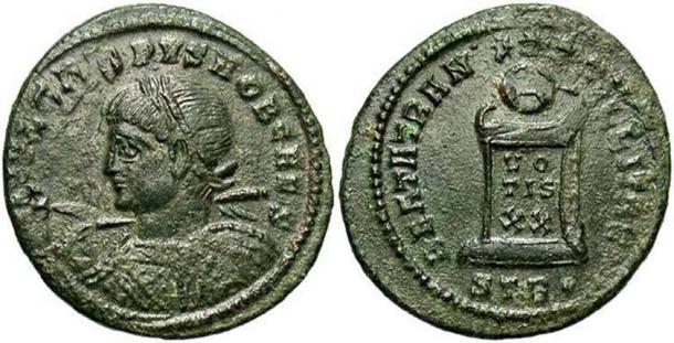 A coin of Crispus from the Killingholme treasure. 