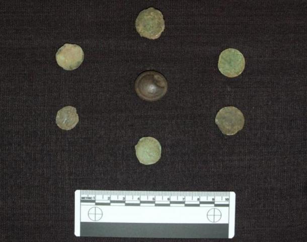 Some of the coins found at the site. 
