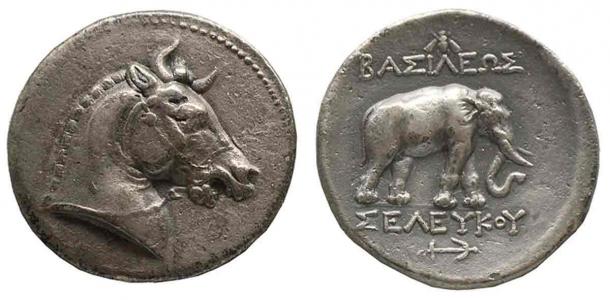 Coins depicting the horned horse, the elephant and the anchor all served as symbols of the Seleucid Empire (Hartmann Linge, CC BY-SA 3.0)