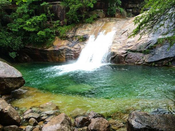 A colorful pond at the foot of Huangshan, China.