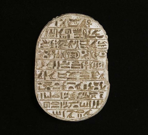A commemorative scarab of Amenhotep III. This scarab belongs to a class called the "marriage scarabs," which affirm the divine power of the king and the legitimacy of his wife, Tiye. Walters Art Museum, Baltimore. 