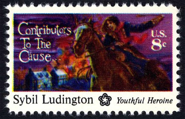 The commemorative Sybil Ludington stamp was issued in 1975. (Public domain)