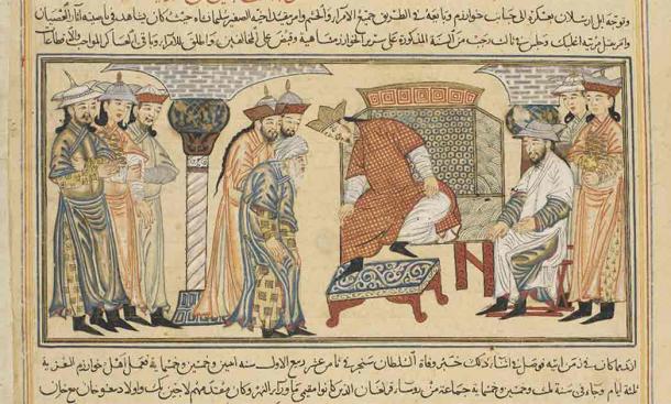 Khwarazmshah Il-Arslan at his coronation, as depicted within the 14th-century book Jami’ al-Tawarikh. Khwarazmshah Il-Arslan played a significan role in the expansion of the Khwarazmian Empire. (Public domain)