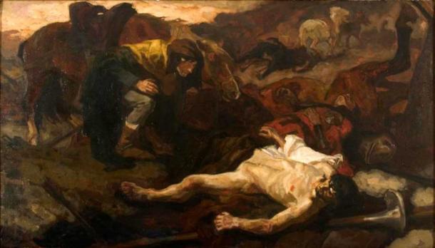 The corpse of Richard III found by his herald by Johannes Hendricus Jurres. (Public domain)