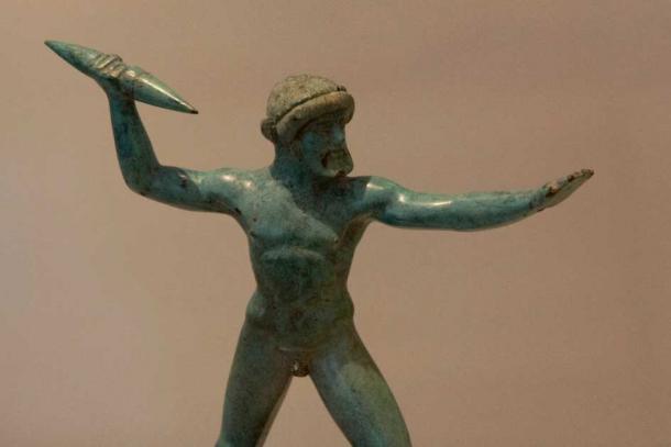 In one version of the creation myth, the Greek god Chaos was struck by one of Zeus’s thunderbolts. Bronze figurine of Zeus Casting Thunderbolts, Sanctuary of Zeus at Dodona, circa 470 BC. (ZDE / CC BY SA 4.0)