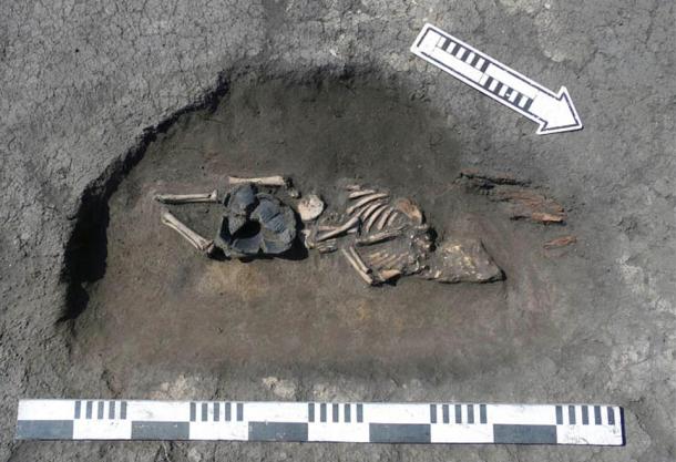 The children mostly were not cremated, at least until the age of five and they were not buried inside the crypt as a rule. We have here several children burials near the wall of the crypt.'